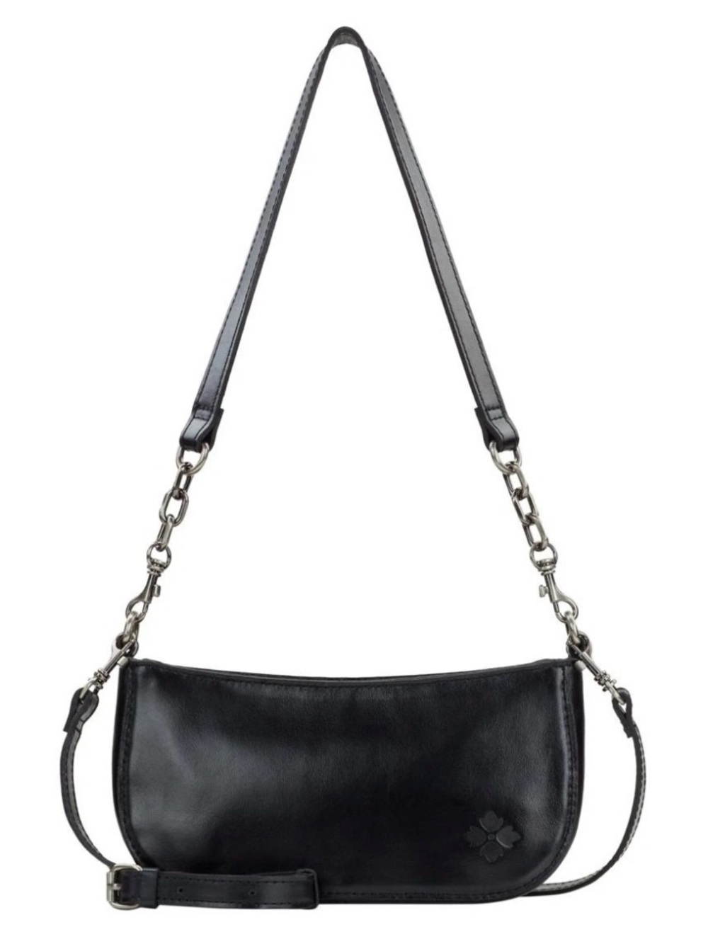 Patricia Nash Black Leather Shoulder Bag with Chain Accents